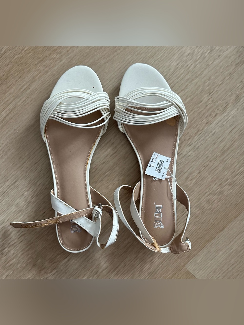 Brash, Strappy Flat Sandals, White, 13, NWT